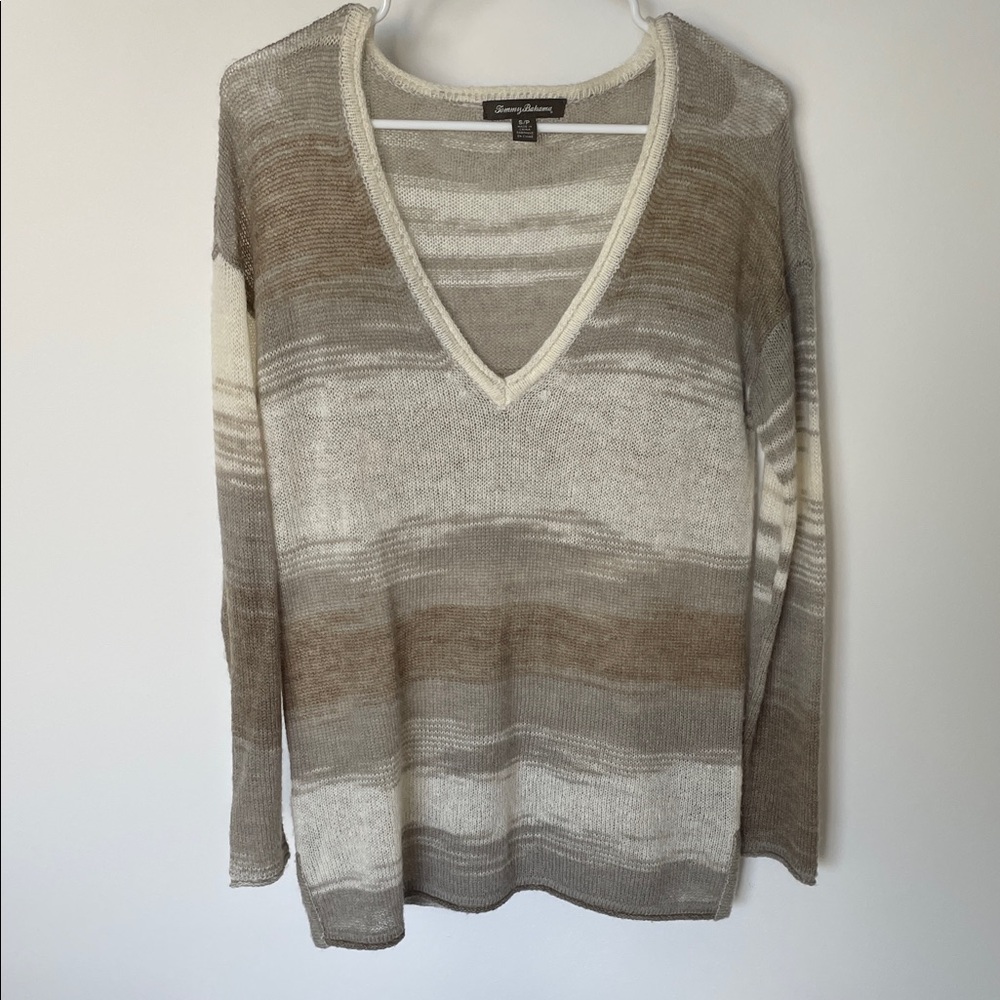 Tommy Bahama Brown and Cream V-Neck Sweater